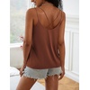 image:imageEkouaer Womens 2Pack Silk Satin Camisole Tank Top V Neck Sexy Cross Back Spaghetti Strap Cami Sleeveless Lounge Tops SXXLCaramelchampagne