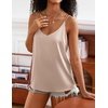 image:imageEkouaer Womens 2Pack Silk Satin Camisole Tank Top V Neck Sexy Cross Back Spaghetti Strap Cami Sleeveless Lounge Tops SXXLCaramelchampagne