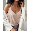 image:imageEkouaer Womens 2Pack Silk Satin Camisole Tank Top V Neck Sexy Cross Back Spaghetti Strap Cami Sleeveless Lounge Tops SXXLCaramelchampagne