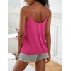 image:imageEkouaer Womens 2Pack Silk Satin Camisole Tank Top V Neck Sexy Cross Back Spaghetti Strap Cami Sleeveless Lounge Tops SXXLHot Pinkblue Green