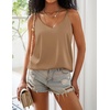 image:imageEkouaer Womens 2Pack Silk Satin Camisole Tank Top V Neck Sexy Cross Back Spaghetti Strap Cami Sleeveless Lounge Tops SXXLWhitekhaki