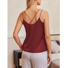image:imageEkouaer Womens 2Pack Silk Satin Camisole Tank Top V Neck Sexy Cross Back Spaghetti Strap Cami Sleeveless Lounge Tops SXXLWine Red