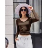 image:imageEkouaer Womens 3 Pack Long Sleeve Shirts V Neck Ribbed Slim Fit Basic Tops Thermal Undershirts Casual Tee XSXXLBlackBeigeBrown