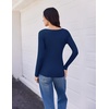image:imageEkouaer Womens 3 Pack Long Sleeve Shirts V Neck Ribbed Slim Fit Basic Tops Thermal Undershirts Casual Tee XSXXLBlackNavyRed