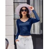 image:imageEkouaer Womens 3 Pack Long Sleeve Shirts V Neck Ribbed Slim Fit Basic Tops Thermal Undershirts Casual Tee XSXXLBlackNavyRed
