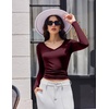 image:imageEkouaer Womens 3 Pack Long Sleeve Shirts V Neck Ribbed Slim Fit Basic Tops Thermal Undershirts Casual Tee XSXXLBlackWhiteDark Red