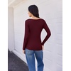 image:imageEkouaer Womens 3 Pack Long Sleeve Shirts V Neck Ribbed Slim Fit Basic Tops Thermal Undershirts Casual Tee XSXXLBlackWhiteDark Red