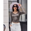image:imageEkouaer Womens 3 Pack Long Sleeve Shirts V Neck Ribbed Slim Fit Basic Tops Thermal Undershirts Casual Tee XSXXLBlackWhiteTea Grey