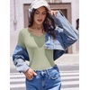 image:imageEkouaer Womens 3 Pack Long Sleeve Shirts V Neck Ribbed Slim Fit Basic Tops Thermal Undershirts Casual Tee XSXXLLight BluePinkLight Green