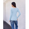 image:imageEkouaer Womens 3 Pack Long Sleeve Shirts V Neck Ribbed Slim Fit Basic Tops Thermal Undershirts Casual Tee XSXXLLight BluePinkLight Green