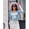 image:imageEkouaer Womens 3 Pack Long Sleeve Shirts V Neck Ribbed Slim Fit Basic Tops Thermal Undershirts Casual Tee XSXXLLight BluePinkLight Green