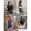 image:imageEkouaer Womens House Dress with Pockets Moomoo Dresses Short Sleeve Mumu Nightgown Lounge Dress Button Down SleepwearBlack Boho