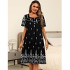 image:imageEkouaer Womens House Dress with Pockets Moomoo Dresses Short Sleeve Mumu Nightgown Lounge Dress Button Down SleepwearBlack Boho