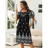 image:imageEkouaer Womens House Dress with Pockets Moomoo Dresses Short Sleeve Mumu Nightgown Lounge Dress Button Down SleepwearBlack Boho