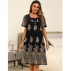 image:imageEkouaer Womens House Dress with Pockets Moomoo Dresses Short Sleeve Mumu Nightgown Lounge Dress Button Down SleepwearBlack Gold