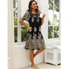 image:imageEkouaer Womens House Dress with Pockets Moomoo Dresses Short Sleeve Mumu Nightgown Lounge Dress Button Down SleepwearBlack Gold