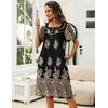 image:imageEkouaer Womens House Dress with Pockets Moomoo Dresses Short Sleeve Mumu Nightgown Lounge Dress Button Down SleepwearBlack Gold