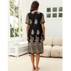 image:imageEkouaer Womens House Dress with Pockets Moomoo Dresses Short Sleeve Mumu Nightgown Lounge Dress Button Down SleepwearBlack Gold