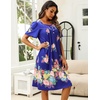 image:imageEkouaer Womens House Dress with Pockets Moomoo Dresses Short Sleeve Mumu Nightgown Lounge Dress Button Down SleepwearBloom
