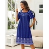 image:imageEkouaer Womens House Dress with Pockets Moomoo Dresses Short Sleeve Mumu Nightgown Lounge Dress Button Down SleepwearBlue Boho