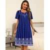 image:imageEkouaer Womens House Dress with Pockets Moomoo Dresses Short Sleeve Mumu Nightgown Lounge Dress Button Down SleepwearBlue Boho