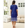 image:imageEkouaer Womens House Dress with Pockets Moomoo Dresses Short Sleeve Mumu Nightgown Lounge Dress Button Down SleepwearBlue Boho