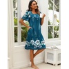 image:imageEkouaer Womens House Dress with Pockets Moomoo Dresses Short Sleeve Mumu Nightgown Lounge Dress Button Down SleepwearBlue With Flower