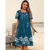 image:imageEkouaer Womens House Dress with Pockets Moomoo Dresses Short Sleeve Mumu Nightgown Lounge Dress Button Down SleepwearBlue With Flower