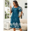image:imageEkouaer Womens House Dress with Pockets Moomoo Dresses Short Sleeve Mumu Nightgown Lounge Dress Button Down SleepwearBlue With Flower