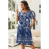 image:imageEkouaer Womens House Dress with Pockets Moomoo Dresses Short Sleeve Mumu Nightgown Lounge Dress Button Down SleepwearFloral Blue
