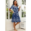 image:imageEkouaer Womens House Dress with Pockets Moomoo Dresses Short Sleeve Mumu Nightgown Lounge Dress Button Down SleepwearFloral Blue