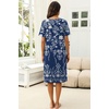 image:imageEkouaer Womens House Dress with Pockets Moomoo Dresses Short Sleeve Mumu Nightgown Lounge Dress Button Down SleepwearFloral Blue