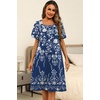 image:imageEkouaer Womens House Dress with Pockets Moomoo Dresses Short Sleeve Mumu Nightgown Lounge Dress Button Down SleepwearFloral Blue