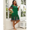image:imageEkouaer Womens House Dress with Pockets Moomoo Dresses Short Sleeve Mumu Nightgown Lounge Dress Button Down SleepwearGreen Feather