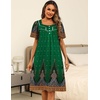 image:imageEkouaer Womens House Dress with Pockets Moomoo Dresses Short Sleeve Mumu Nightgown Lounge Dress Button Down SleepwearGreen Feather