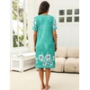 image:imageEkouaer Womens House Dress with Pockets Moomoo Dresses Short Sleeve Mumu Nightgown Lounge Dress Button Down SleepwearGreen With Flower