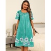 image:imageEkouaer Womens House Dress with Pockets Moomoo Dresses Short Sleeve Mumu Nightgown Lounge Dress Button Down SleepwearGreen With Flower