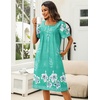 image:imageEkouaer Womens House Dress with Pockets Moomoo Dresses Short Sleeve Mumu Nightgown Lounge Dress Button Down SleepwearGreen With Flower
