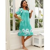 image:imageEkouaer Womens House Dress with Pockets Moomoo Dresses Short Sleeve Mumu Nightgown Lounge Dress Button Down SleepwearGreen With Flower
