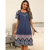 image:imageEkouaer Womens House Dress with Pockets Moomoo Dresses Short Sleeve Mumu Nightgown Lounge Dress Button Down SleepwearNavy Blue Boho