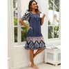image:imageEkouaer Womens House Dress with Pockets Moomoo Dresses Short Sleeve Mumu Nightgown Lounge Dress Button Down SleepwearNavy Blue Boho