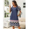 image:imageEkouaer Womens House Dress with Pockets Moomoo Dresses Short Sleeve Mumu Nightgown Lounge Dress Button Down SleepwearNavy Blue Boho