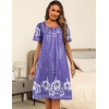 image:imageEkouaer Womens House Dress with Pockets Moomoo Dresses Short Sleeve Mumu Nightgown Lounge Dress Button Down SleepwearPurple With Flower