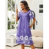 image:imageEkouaer Womens House Dress with Pockets Moomoo Dresses Short Sleeve Mumu Nightgown Lounge Dress Button Down SleepwearPurple With Flower