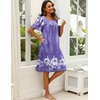 image:imageEkouaer Womens House Dress with Pockets Moomoo Dresses Short Sleeve Mumu Nightgown Lounge Dress Button Down SleepwearPurple With Flower