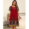 image:imageEkouaer Womens House Dress with Pockets Moomoo Dresses Short Sleeve Mumu Nightgown Lounge Dress Button Down SleepwearRed Feather