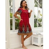 image:imageEkouaer Womens House Dress with Pockets Moomoo Dresses Short Sleeve Mumu Nightgown Lounge Dress Button Down SleepwearRed Feather