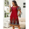 image:imageEkouaer Womens House Dress with Pockets Moomoo Dresses Short Sleeve Mumu Nightgown Lounge Dress Button Down SleepwearRed Feather