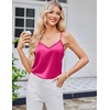 image:imageEkouaer Womens Lace Silk Satin Pajama Tank Tops V Neck Camisole Soft Spaghetti Strap Tops Loose Sleepwear S3XLBlack  Rose Red