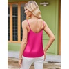 image:imageEkouaer Womens Lace Silk Satin Pajama Tank Tops V Neck Camisole Soft Spaghetti Strap Tops Loose Sleepwear S3XLBlack  Rose Red
